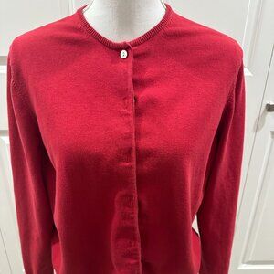 Lands End button-up red cardigan, size large (14-16)